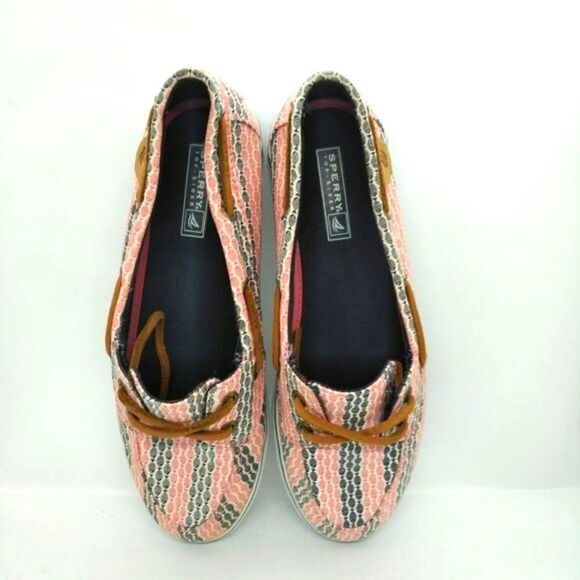Sperry Top Sider Malibu Fish Print Boat Shoes‎ Women's Size 6 Red Black Casual - Picture 6 of 8